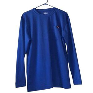 Dickies Mens Blue Long Sleeve Pocket Crewneck Shirt M Polyester